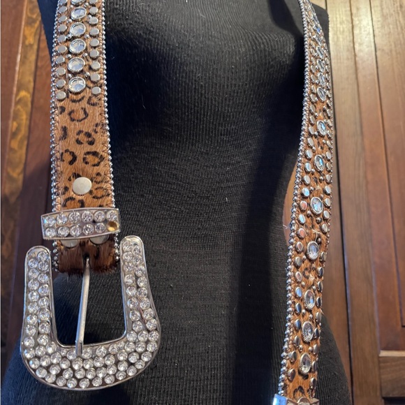 Leopard Print Rhinestone Belt - Picture 2 of 6